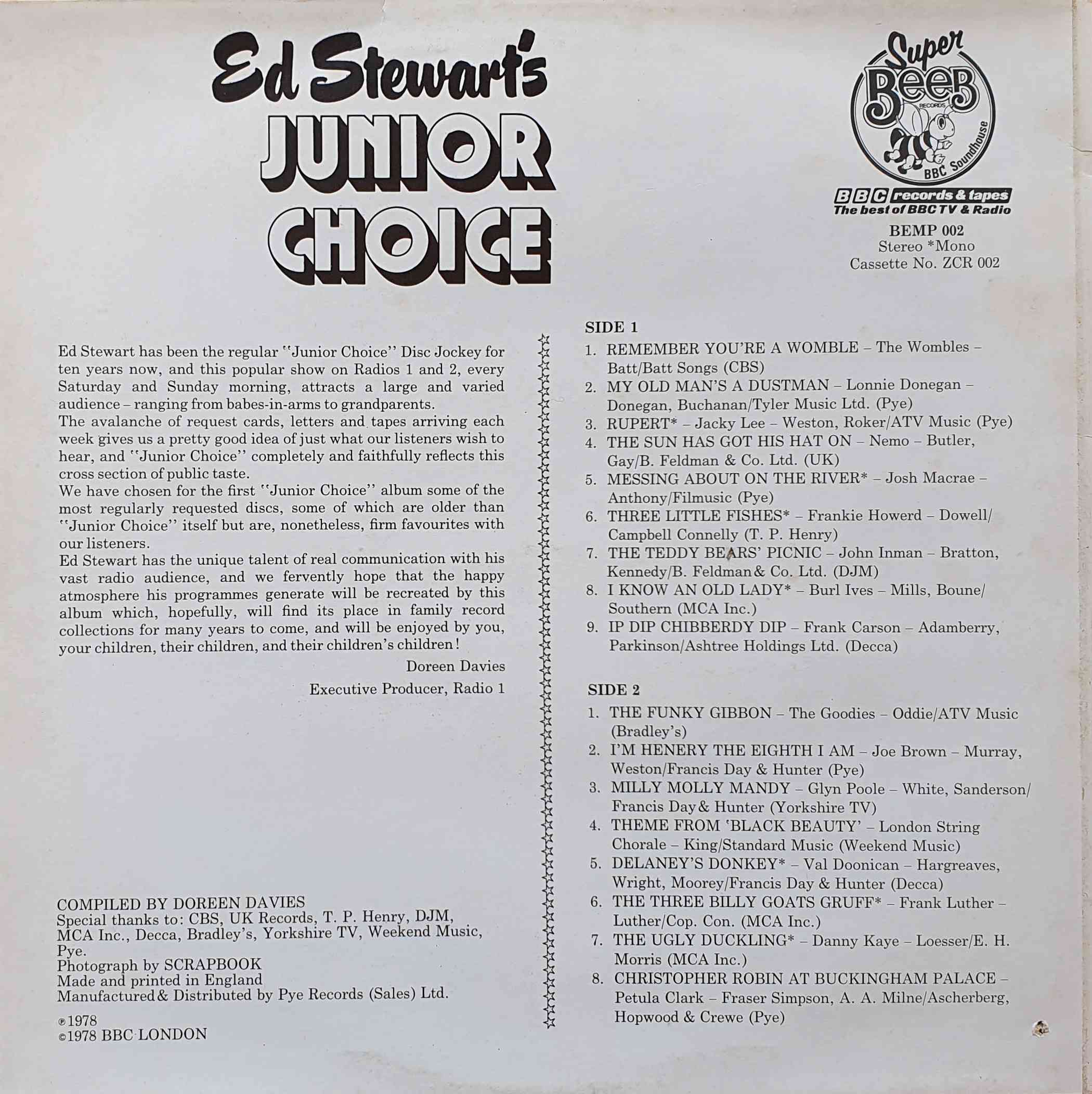 Picture of BEMP 002 Junior choice by artist Various from the BBC records and Tapes library